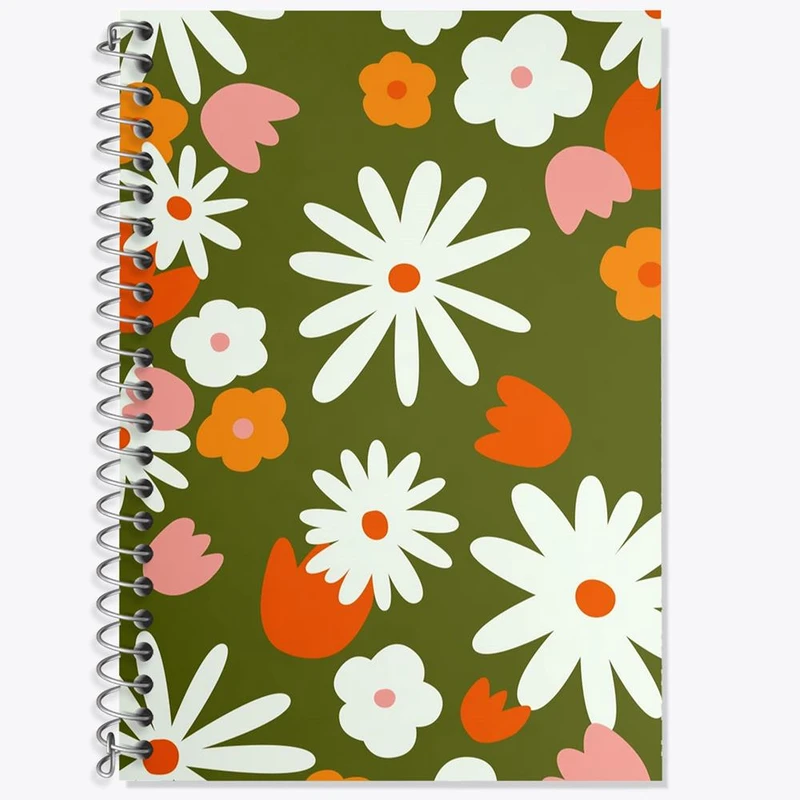 دفتر زبان 50 برگ خندالو مدل دو خط طرح گل گلی کد 29008