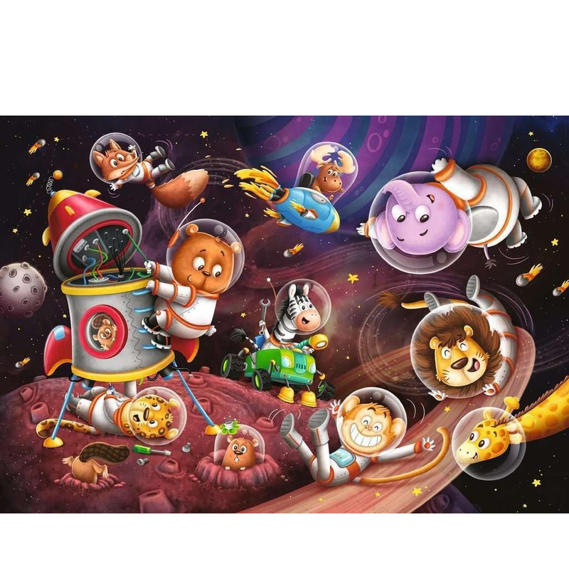 پازل 12 تکه راونزبرگر مدل Tiere im Weltall کد 12000857 مجموعه 2 عددی