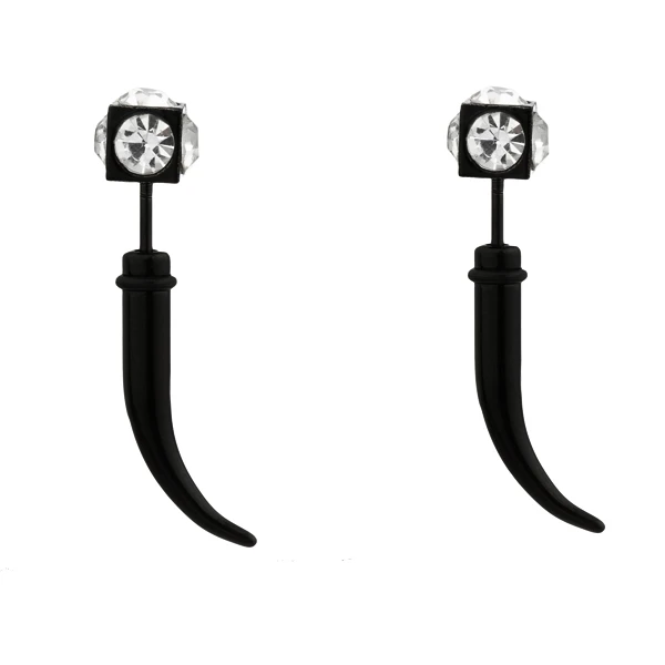 پیرسینگ گوش مدل عاج فیل نگین دار کد YG-38 مجموعه دو عددی