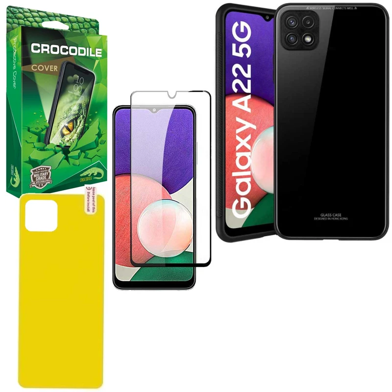 کاور کروکودیل مدل PG-CO-BND مناسب برای گوشی موبایل سامسونگ Galaxy A22 5G به همراه محافظ صفحه نمایش و محافظ پشت گوشی
