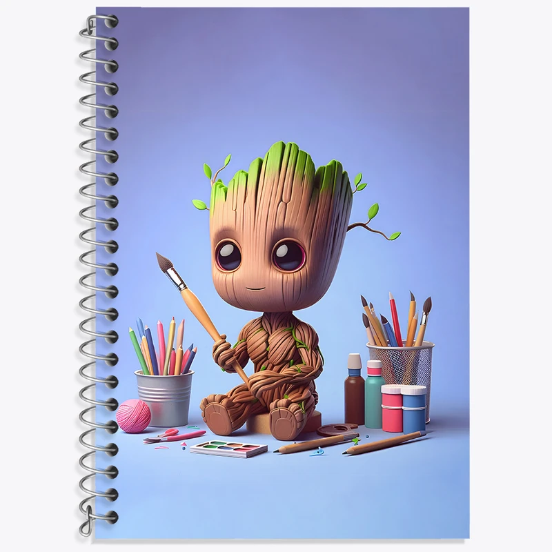 دفتر زبان 50 برگ خندالو مدل دو خط طرح گروت (Groot) کد N5155