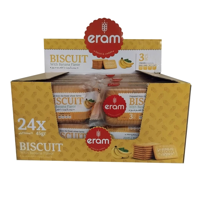 بیسکویت با طعم موز ارم - 45 گرم بسته 24 عددی