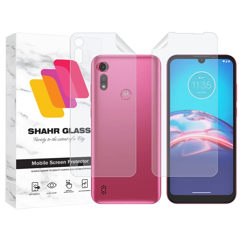  محافظ صفحه نمایش شهر گلس مدل MTNANFBSH مناسب برای گوشی موبایل موتورولا Moto E6i به همراه محافظ پشت گوشی