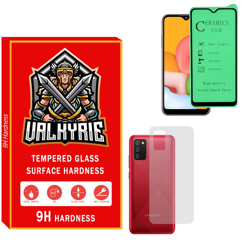 محافظ صفحه نمایش سرامیکی والکری مدل CRBKV_01 مناسب برای گوشی موبایل سامسونگ Galaxy A02s به همراه محافظ پشت گوشی