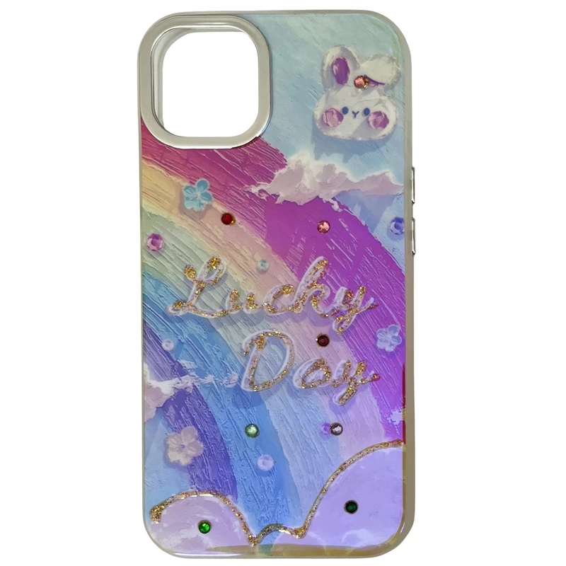 کاور مدل هلوگرامی نگین دار طرح رنگین کمان کد 531 مناسب برای گوشی موبایل اپل iPhone 13 / 14