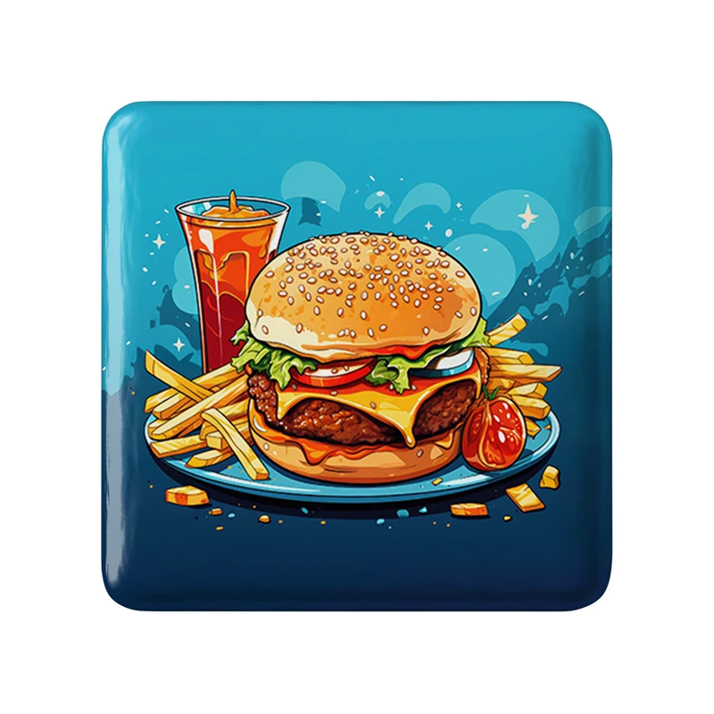 مگنت خندالو طرح فست فود (Fast Food) مدل مربعی کد 36566