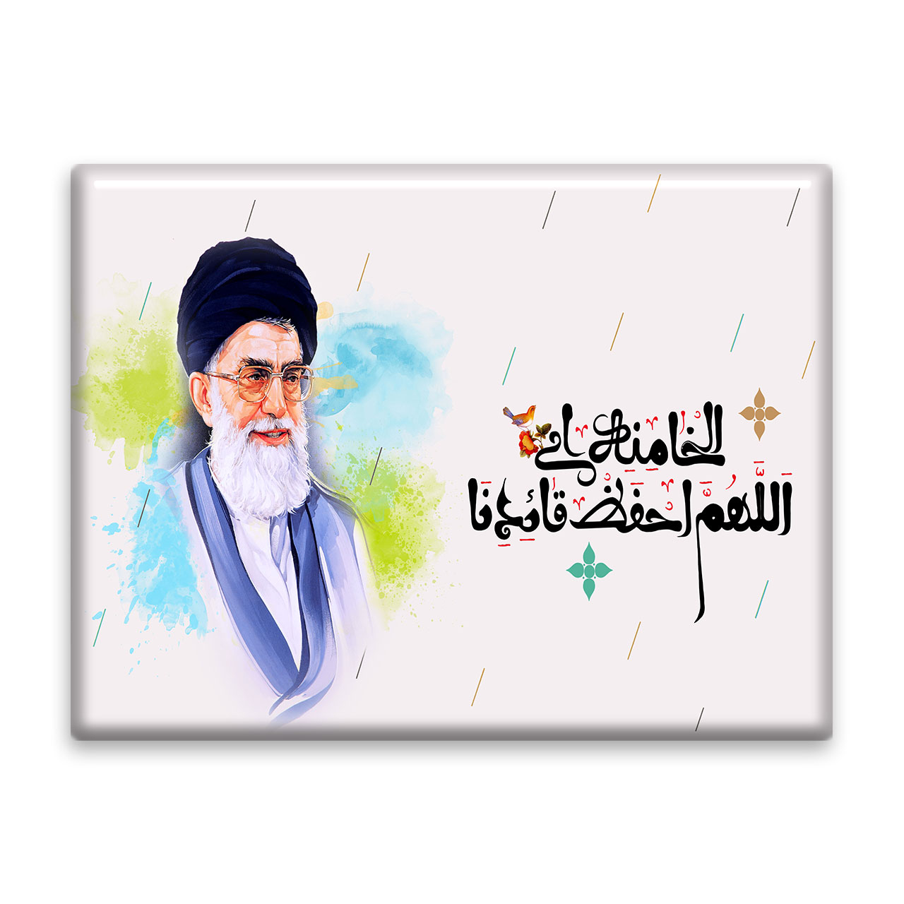 کاشی اطلس آبی   طرح امام خامنه ای و اللهم احفظ قائدنا  مدل T5300