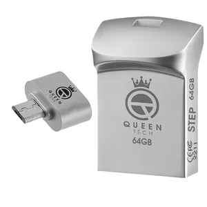 فلش مموری کوئین تک مدل STEP PLUS ظرفیت 64 گیگابایت به همراه مبدل Micro USB-OTG