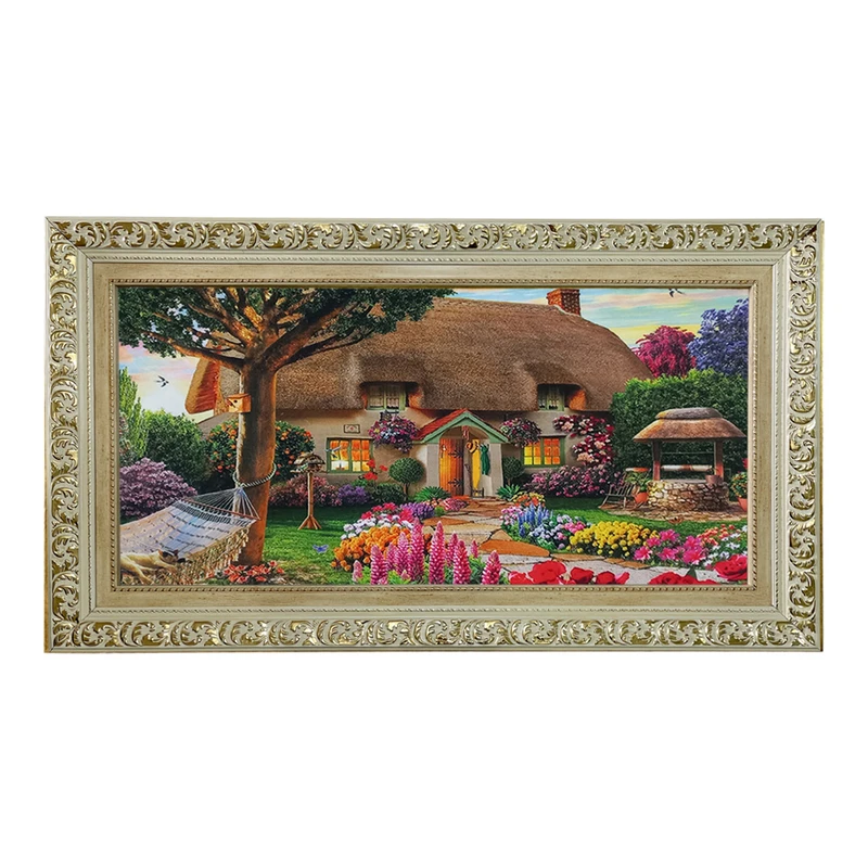 تابلو فرش ماشینی طرح دستبافت مدل خانه ویلایی کد 8660