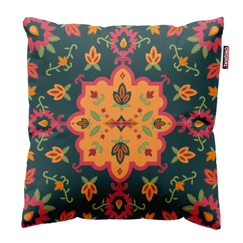 کوسن پاد آفرین مدل سنتی طرح گلیم فرش کد PK302074 سایز 30*30 سانتی متر