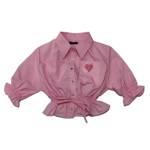 شومیز آستین سه ربع دخترانه مدل عروسکی گلدوزی شده