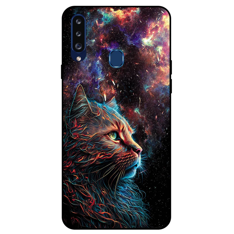 کاور مگافون طرح گربه کهکشانی مدل 4203 مناسب برای گوشی موبایل سامسونگ Galaxy A20 S         