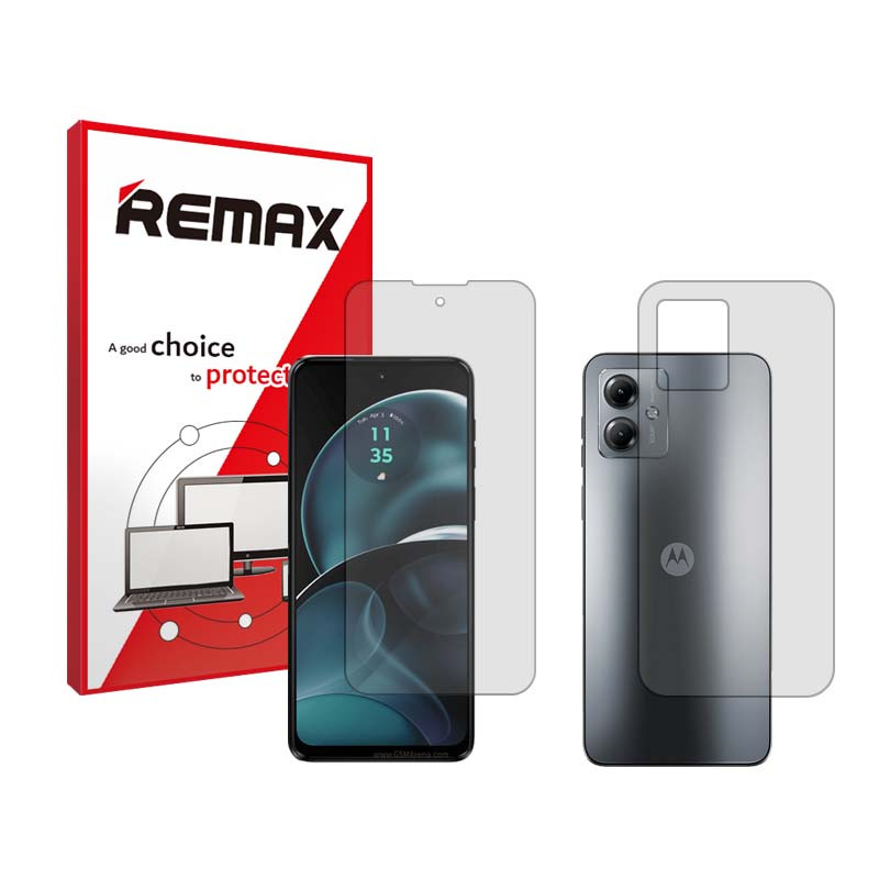 محافظ صفحه نمایش شفاف ریمکس مدل HyGEL مناسب برای گوشی موبایل موتورولا Moto G14 به همراه محافظ پشت گوشی