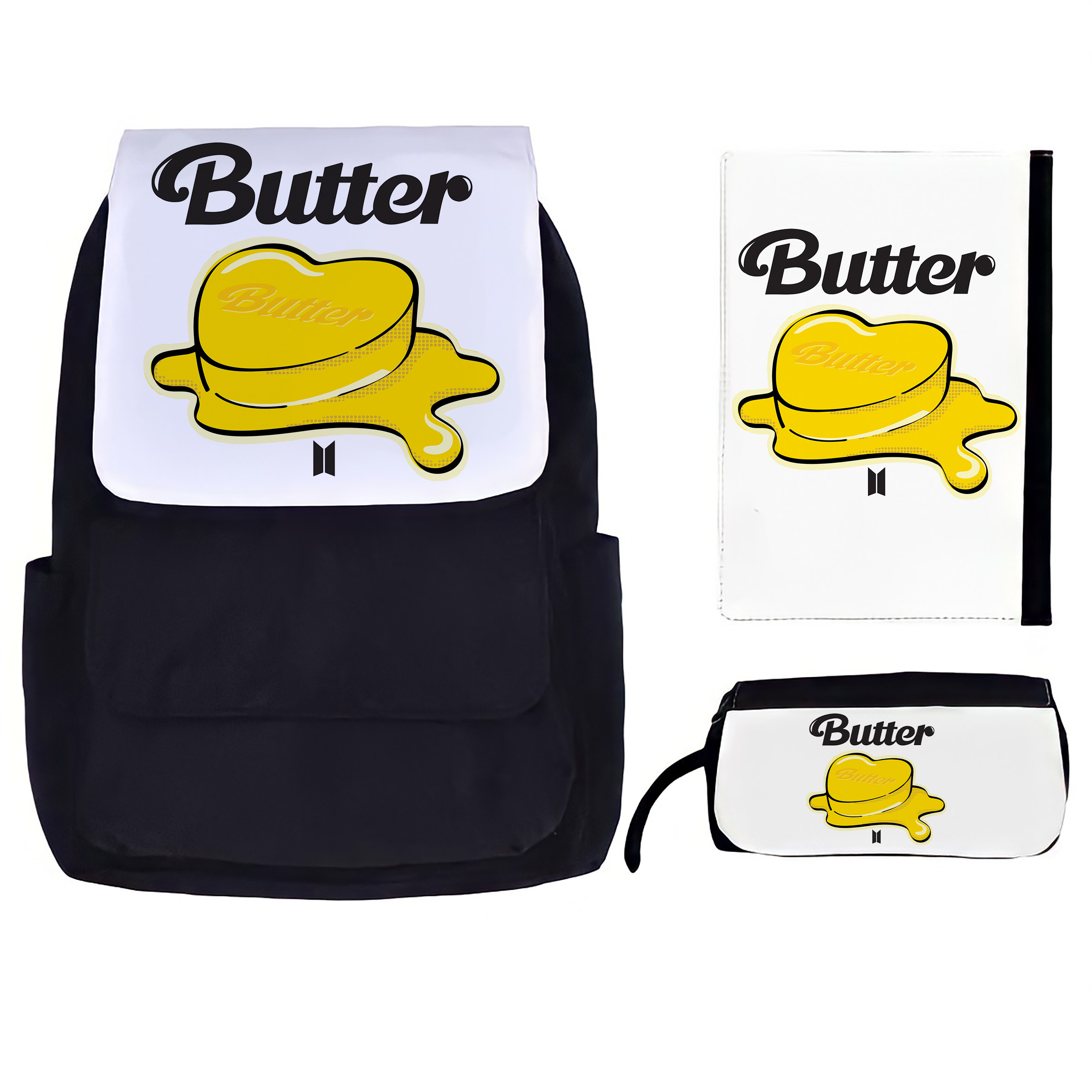 کوله پشتی مدل BTS Butter 001 به همراه جامدادی و کلاسور