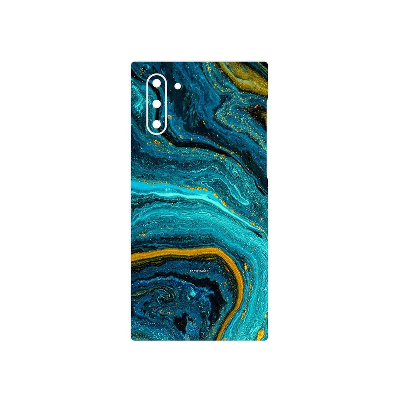 برچسب پوششی ماهوت مدل Turquoise marblewith golden streaks مناسب برای گوشی موبایل سامسونگ Galaxy Note 10