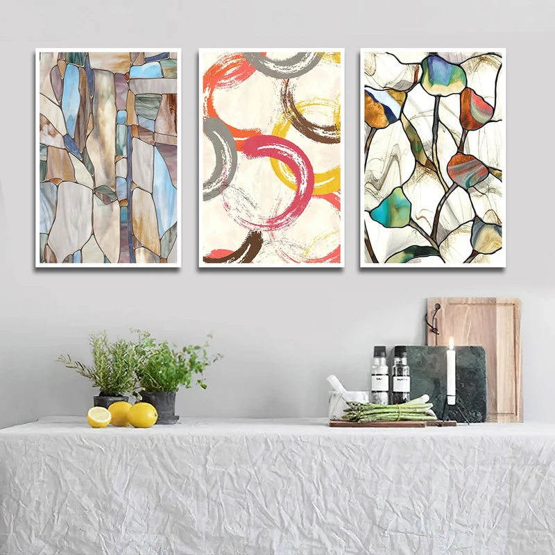 تابلو بکلیت طرح نقاشی مدرن مدل W-1800 مجموعه 3 عددی