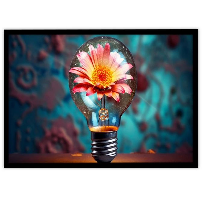 تابلو نوری بکلیت طرح لامپ و گل رنگی مدل B-MID-18544