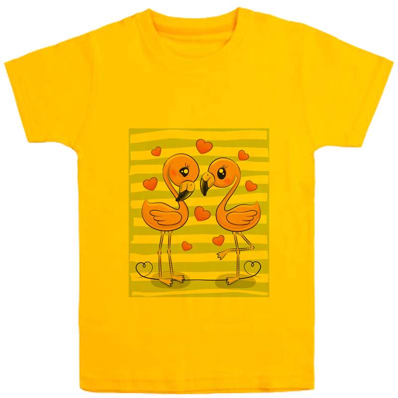 تی شرت آستین کوتاه دخترانه مدل فلامینگو D75 رنگ زرد