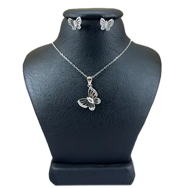 نیم ست نقره زنانه مدل پروانه ظریف کد 87879815