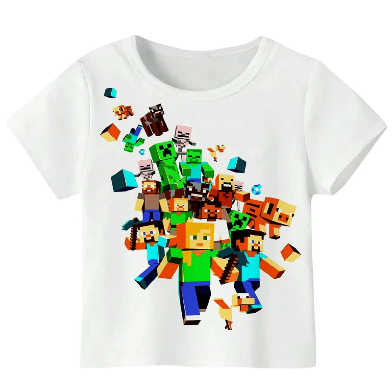 تی شرت آستین کوتاه دخترانه مدل ماینکرفت کد WS46