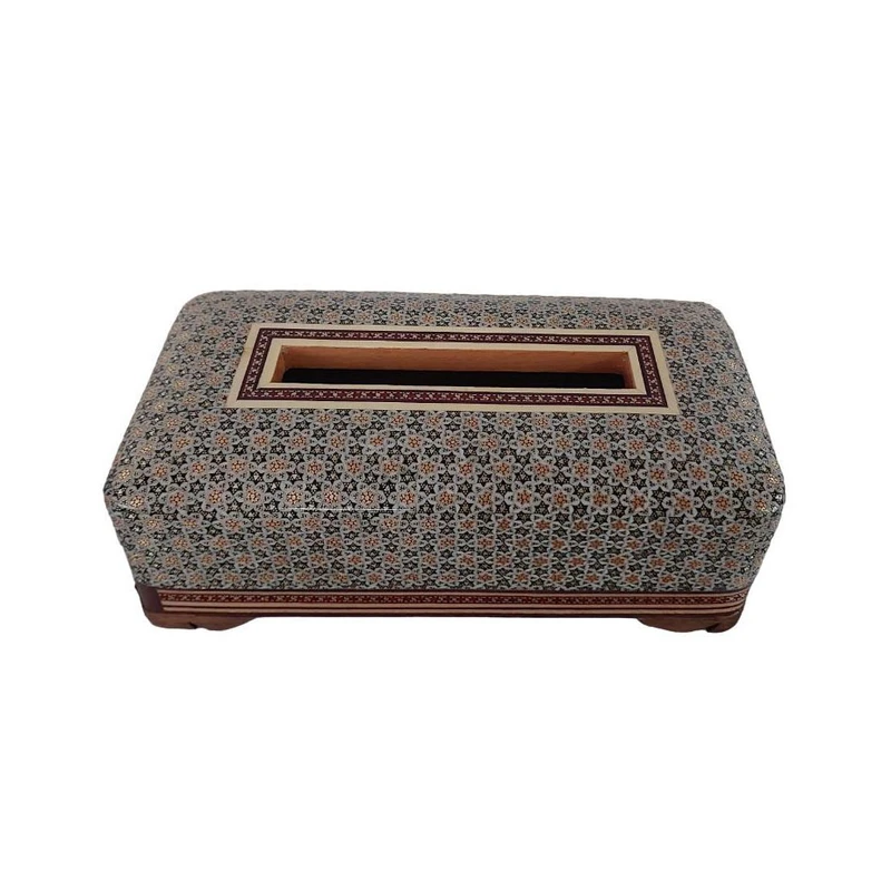 جعبه دستمال کاغذی خاتم کاری مدل گرد کد 244