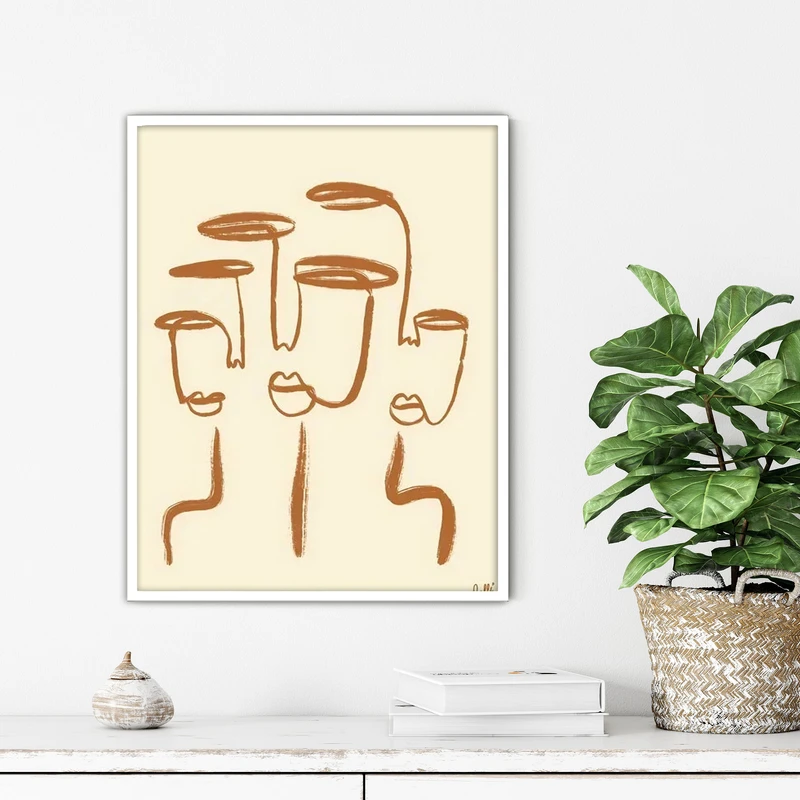 تابلو آتریسا طرح لاین آرت مدرن مدل ATFL147 فریم سفید