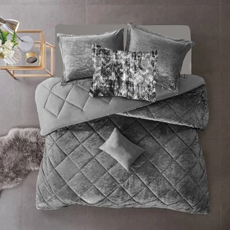 سرویس روتختی نوپه هوم مدل مخمل رزین کد N12 یک نفره 5 تکه به همراه روبالشی طرح دار مینیمال سه بعدی