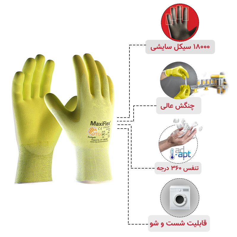 دستکش ایمنی ای تی جی مدل مکسی فلکس آلتیمیت کد 874-34