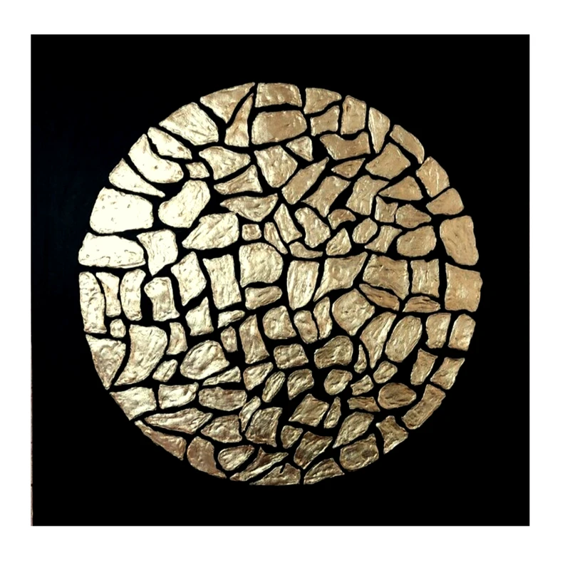 تابلو نقاشی ورق طلا طرح سنگ نقش برجسته کد 220