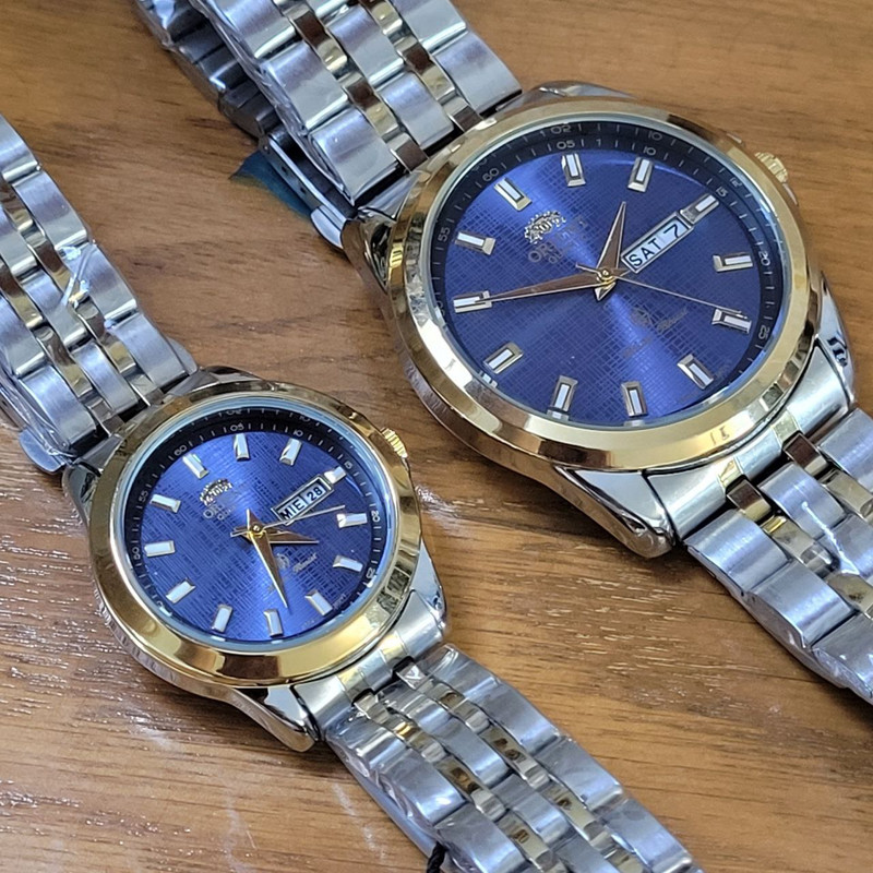 ست ساعت مچی عقربه‌ای زنانه و مردانه مدل کوارتز دو تقویم کد 15