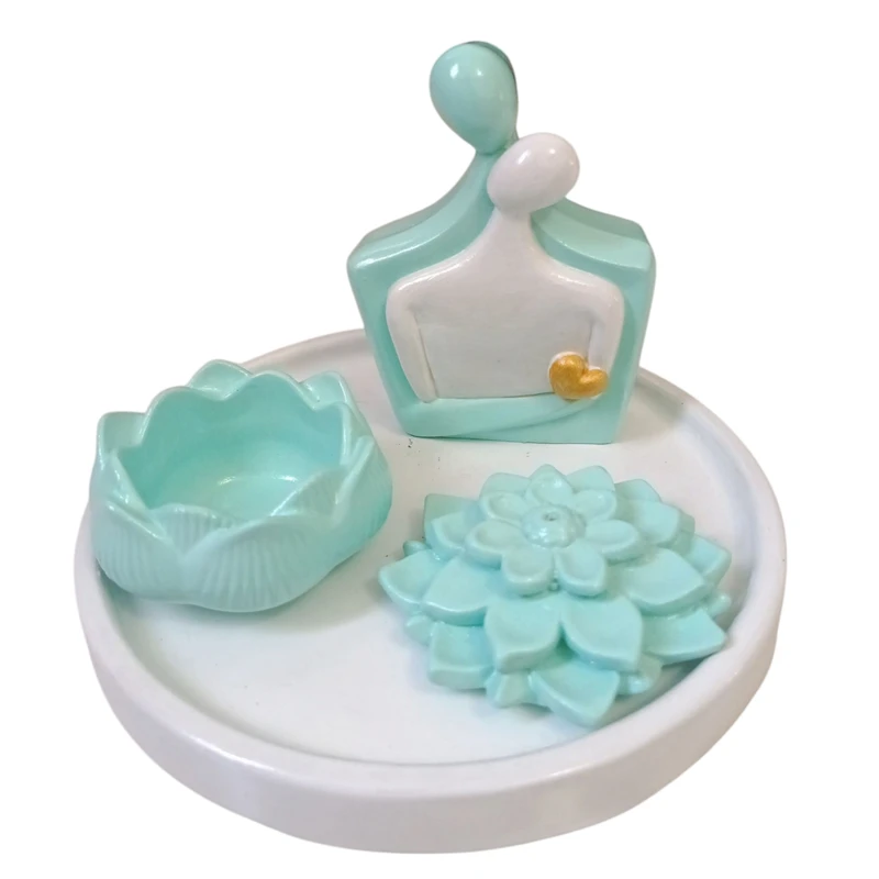 ست 4 تکه جاعودی و مجسمه و جاشمعی و سینی بتنی مدل ChP20