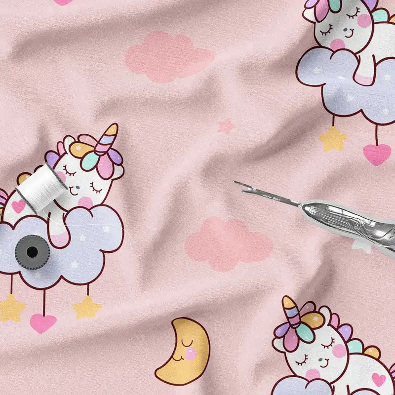 پارچه ملحفه پارچه باما مدل مخمل طرح یونیکورن کد 5011342