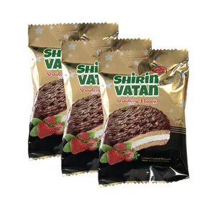 بیسکویت کرم دار توت فرنگی شیرین وطن- 35 گرم بسته 3 عددی