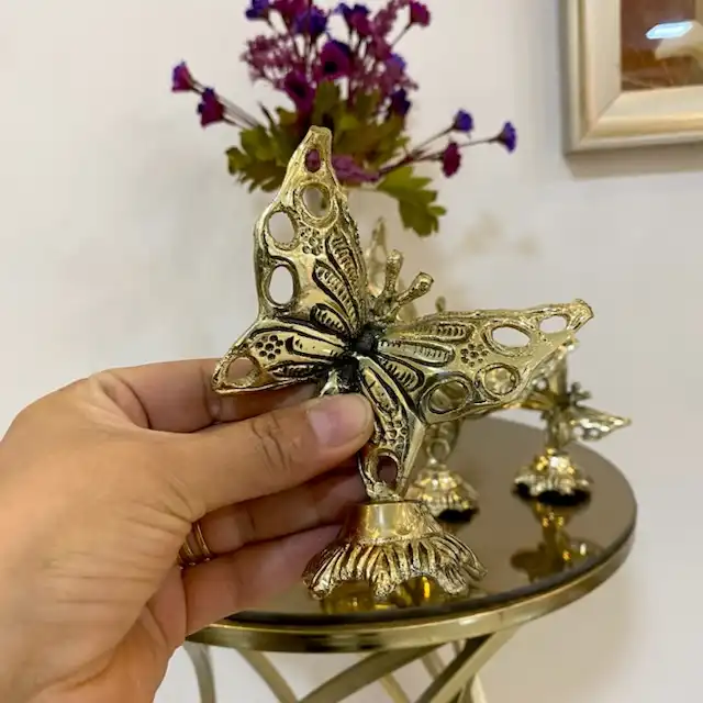 دکوری برنجی مدل استند پروانه829-512g بسته 3عددی