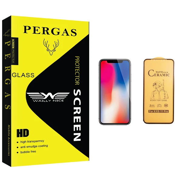 محافظ صفحه نمایش سرامیکی وایلی نایس مدل Pergas Glass مناسب برای گوشی موبایل اپل iPhone X