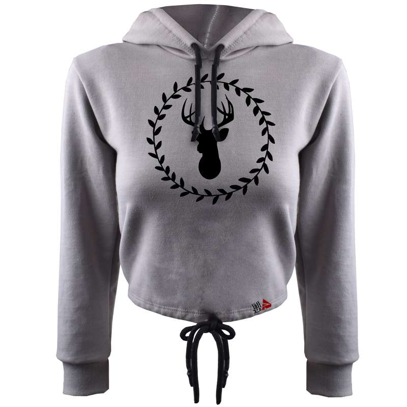 هودی زنانه مدل گوزن کد T09 رنگ طوسی