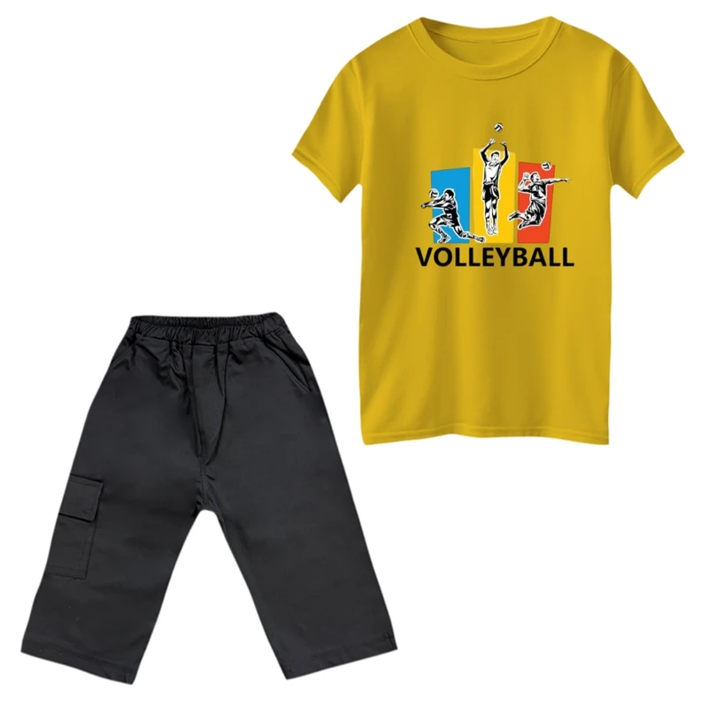 ست تی‌شرت و شلوارک پسرانه مدل والیبال
