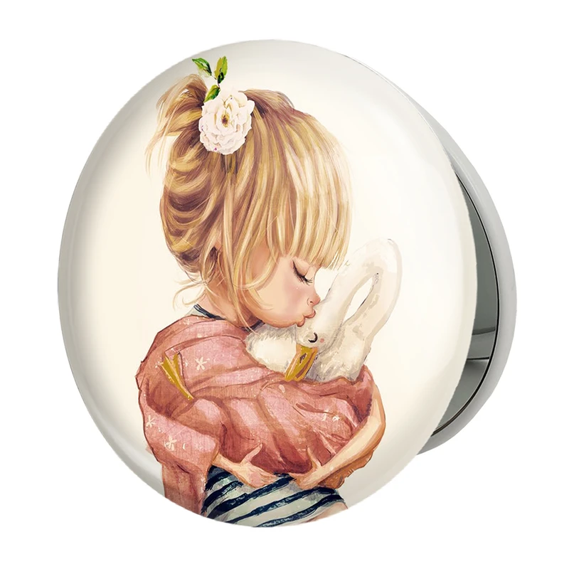 آینه جیبی خندالو طرح دخترونه مدل تاشو کد 6058 