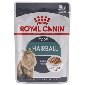 پوچ گربه بالغ رویال کنین مدل hairball gravy وزن 85 گرم