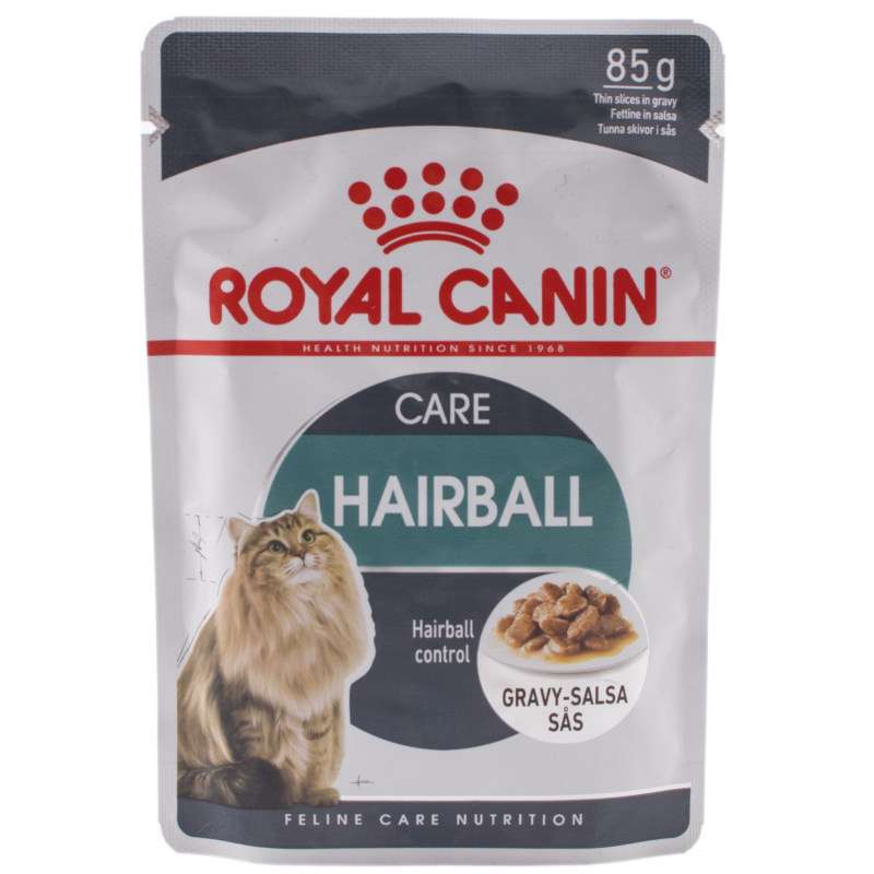 پوچ گربه بالغ رویال کنین مدل hairball gravy وزن 85 گرم
