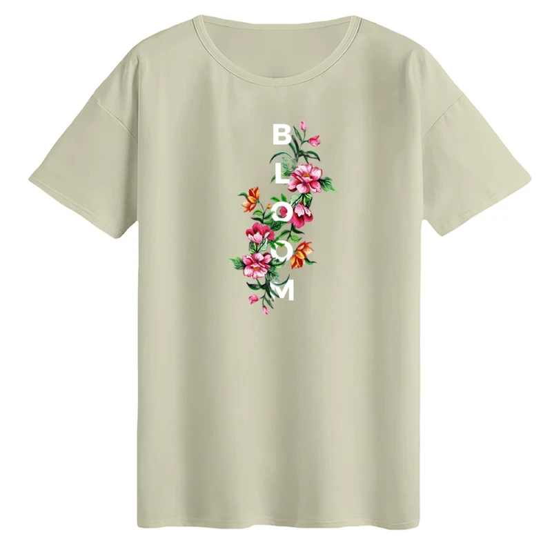 تی‌شرت لانگ آستین کوتاه زنانه مدل شکوفه گل