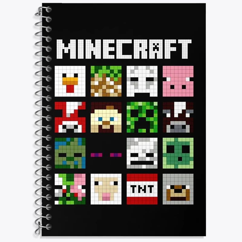 دفتر زبان 50 برگ خندالو مدل دو خط طرح بازی ماینکرافت (Minecraft) کد 37006