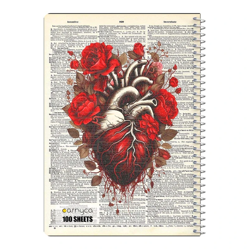 دفتر مشق 100 برگ سیمی کارنیکا طرح روزنامه وینتج قلب Vintage Newspaper Heart کد 79003