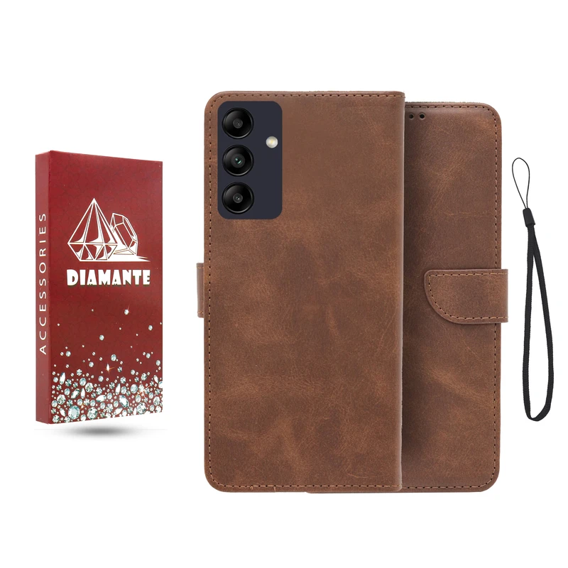 کیف کلاسوری دیامانته مدل جاکارتی بنددار مناسب برای گوشی موبایل سامسونگ Galaxy S23 FE به همراه بند آویز