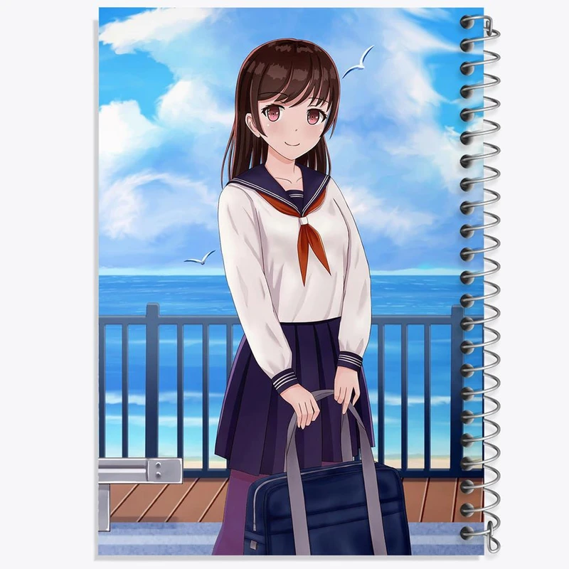 دفتر شطرنجی 50 برگ خندالو طرح دختر انیمه ای کد 18054