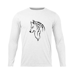 تی شرت آستین بلند مردانه مدل  wolf2_N1_0455 رنگ سفید