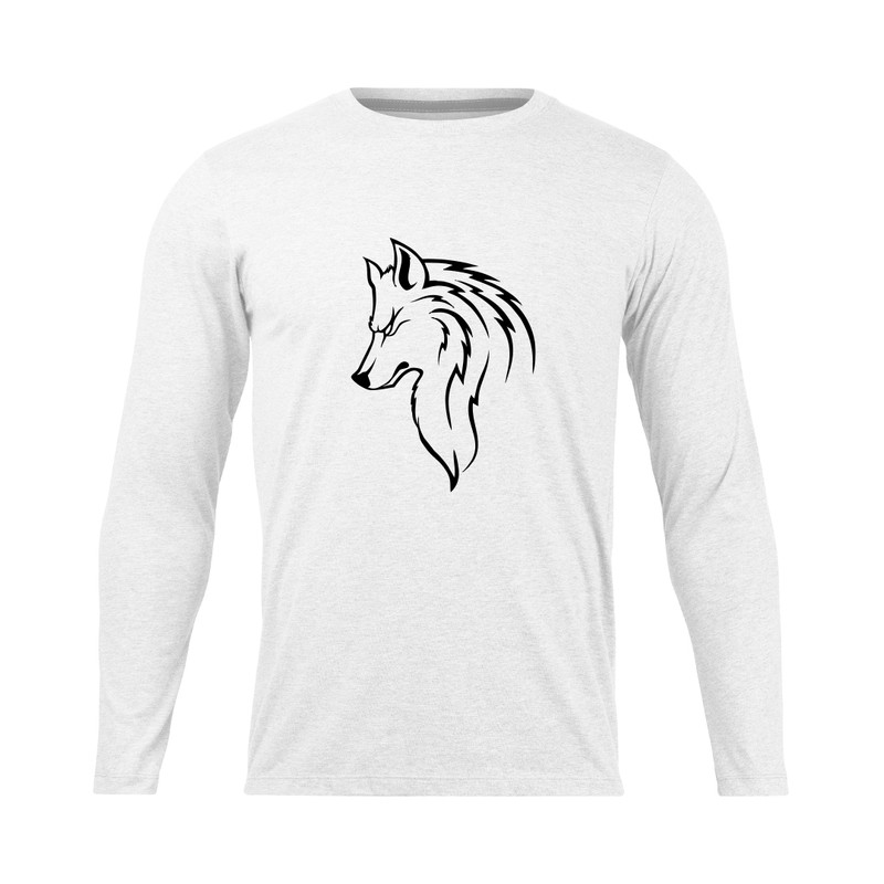تی شرت آستین بلند مردانه مدل wolf2_N1_0455 رنگ سفید