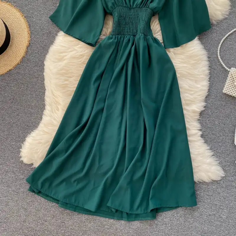 پیراهن زنانه مدل دلربا رنگ سبز لجنی