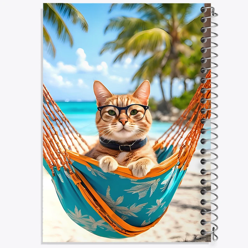 دفتر ژورنال نویسی 50 برگ خندالو مدل نقطه ای طرح گربه بامزه کد F7076