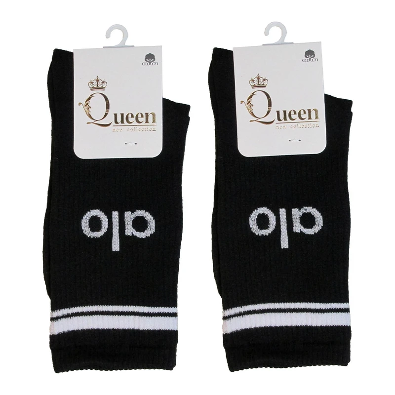 جوراب ورزشی ساق بلند زنانه مدل کوئین بسته دو عددی